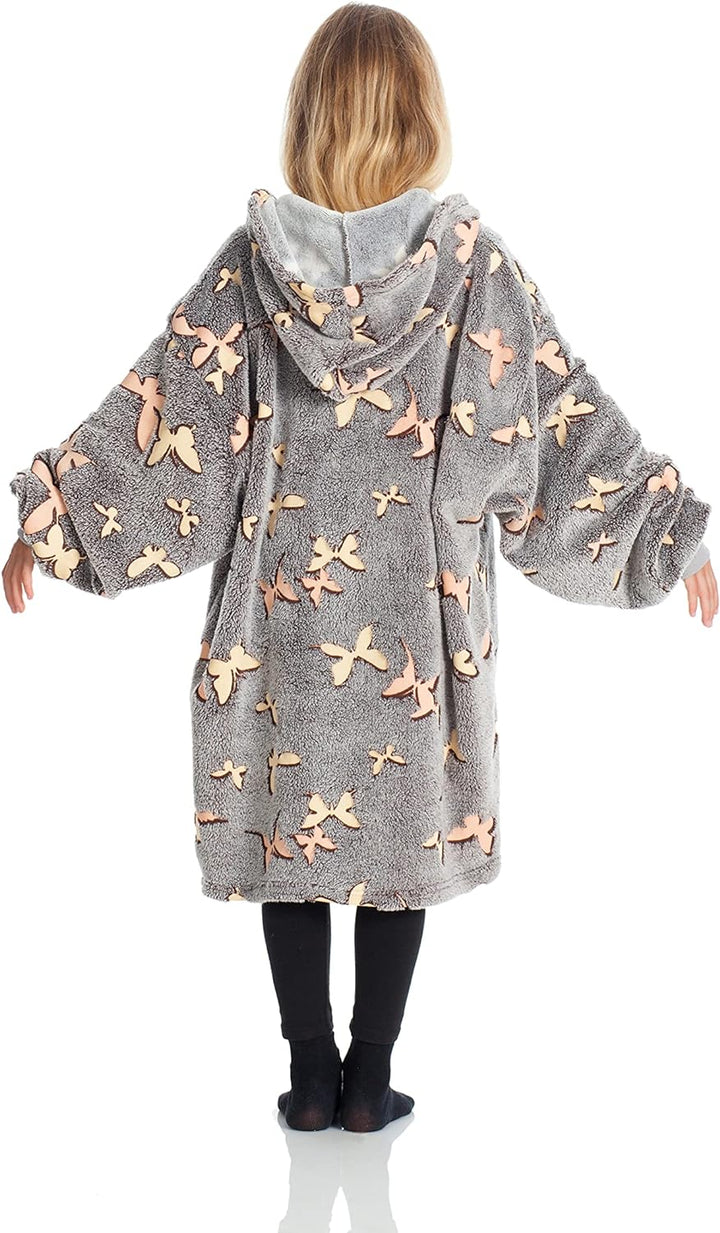 KANGURONE, HOODIE, ÜBERGRÖSSE TRAGBARE MIKROFASER-DECKE, MIT KAPUZE UND TASCHE, EINHEITSGRÖSSE FUR K