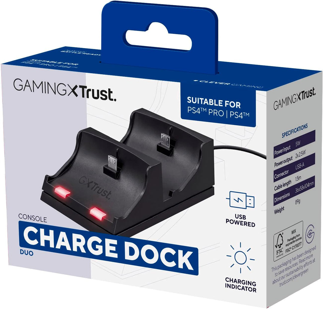 Trust Gaming 21681 GXT 235 Zweifach PlayStation 4 Ladestation schwarz PlayStation 4 mit Easy Connect