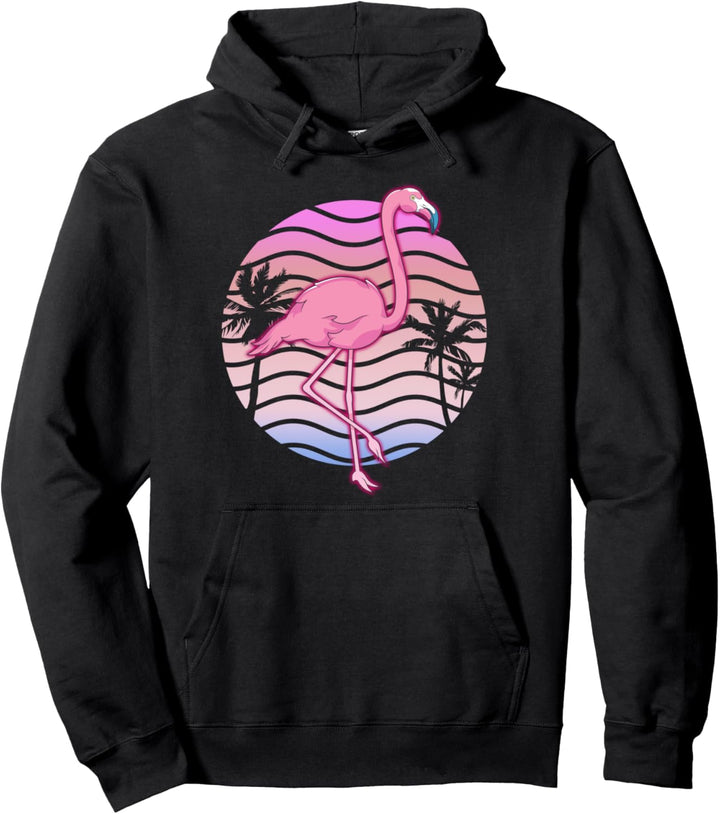 Zoo Tier Palmen Exotischer Vogel Tropischer Rosa Flamingo Pullover Hoodie