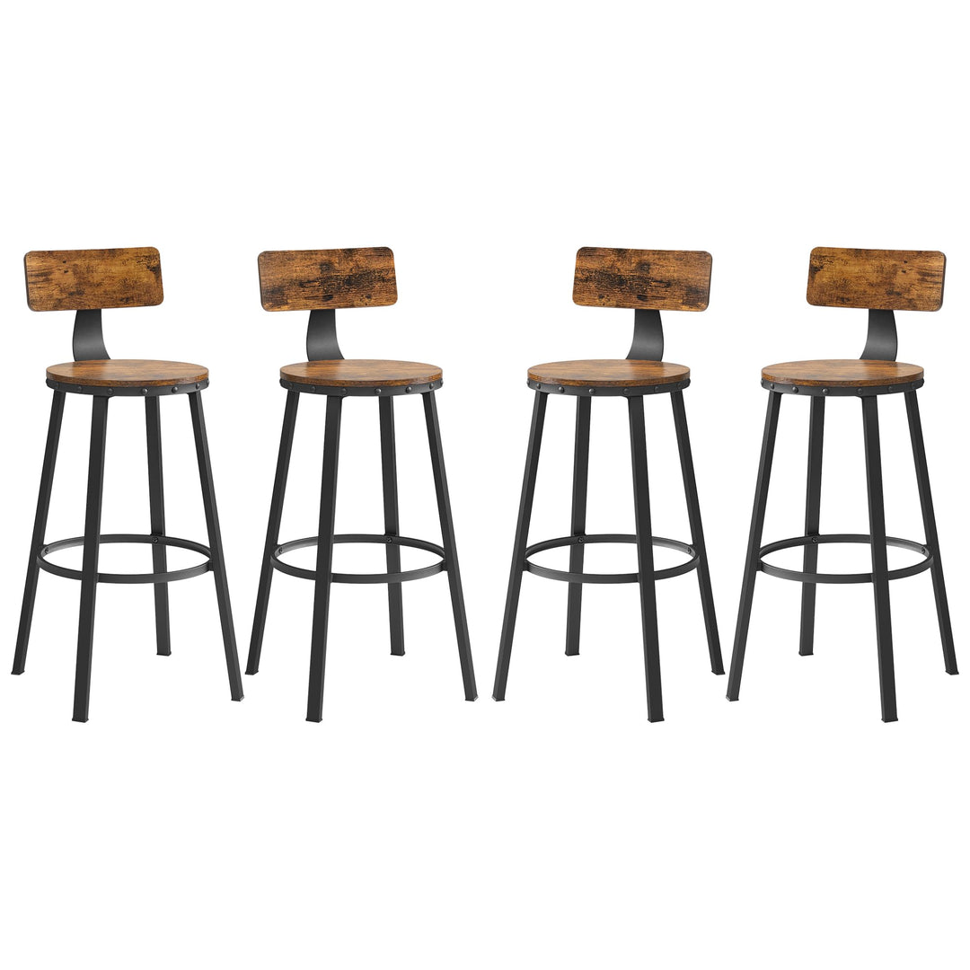 VASAGLE Barhocker, 4er Set, Barstühle, Küchenstühle mit stabilem Metallgestell, Sitzhöhe 73 cm, einf