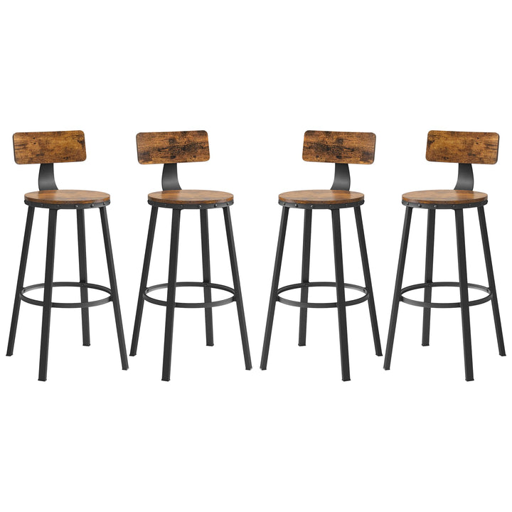 VASAGLE Barhocker, 4er Set, Barstühle, Küchenstühle mit stabilem Metallgestell, Sitzhöhe 73 cm, einf