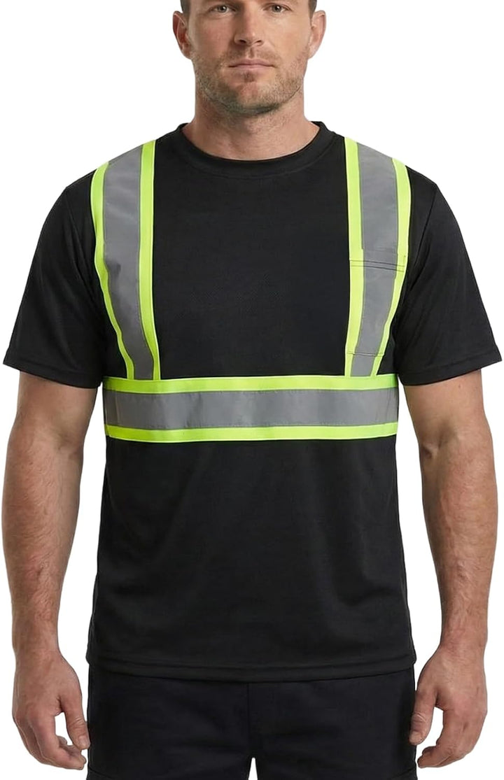 HYCOPROT Warnschutz T-Shirt Warnweste Reflektierend Warnweste Atmungsaktiv Leicht Kurzarmshirt Kurza