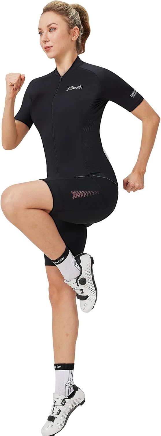 Santic Fahrradhose Damen Gepolstert Kurz Radlerhose Gepolstert Schnelltrockende mit Sitzpolster 3D b