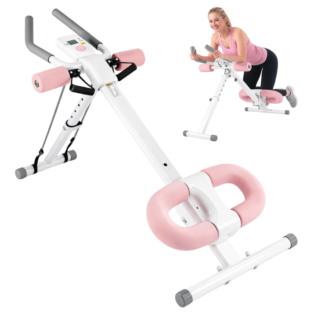 Ab Trainer Abdominal Muscle Machine Adjustable for Home Gym, Foldable And Space-Saving, Quiet Wheels