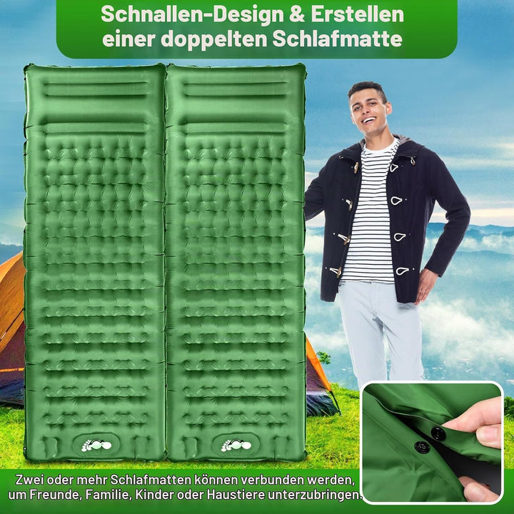 Wholede Isomatte für Outdoor, Camping Luftmatratze mit Fusspumpe, Isomatte Ultraleicht für 1 Person,