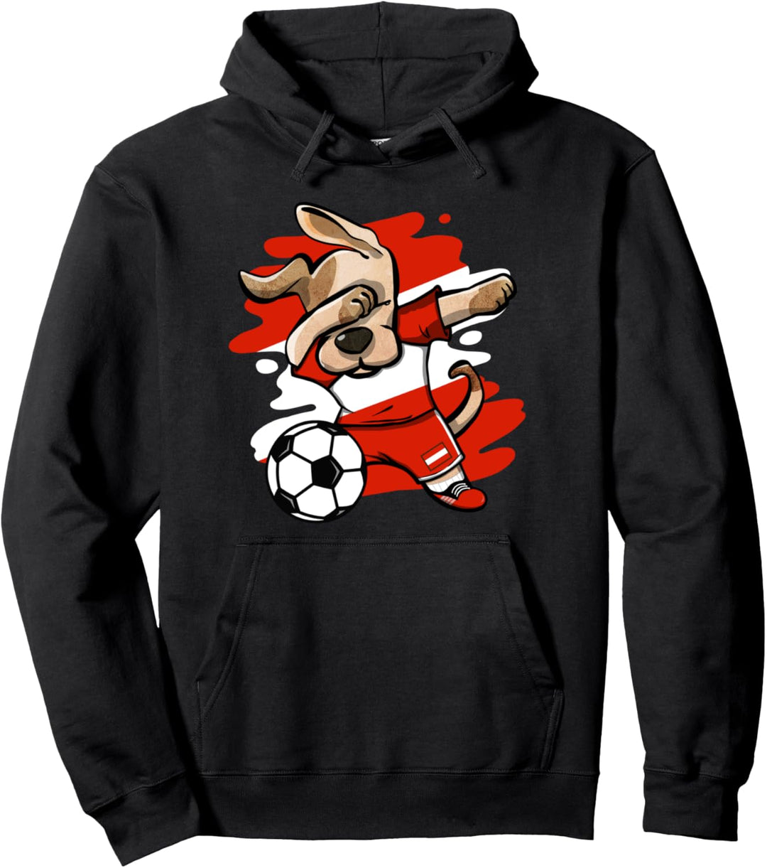 Dabbing Hund Österreich Fussball Österreichische Flagge Sport Pullover Hoodie