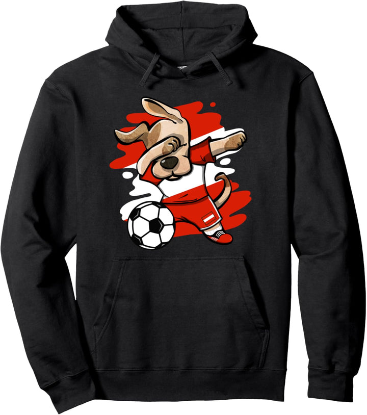Dabbing Hund Österreich Fussball Österreichische Flagge Sport Pullover Hoodie