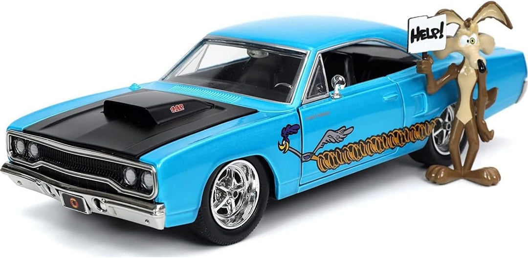Jada Toys Looney Tunes Road Runner, 1970 Plymouth, Modellauto, Spielzeugauto, zu öffnende Türen, Mot