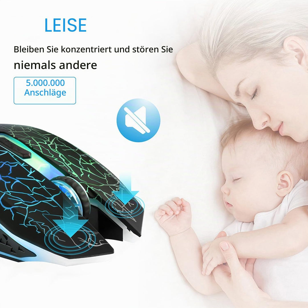 Uiosmuph M2 kabellos wiederaufladbar Gaming Maus Optische geräuschlos Mäuse mit Nano Empfänger 6 Tas