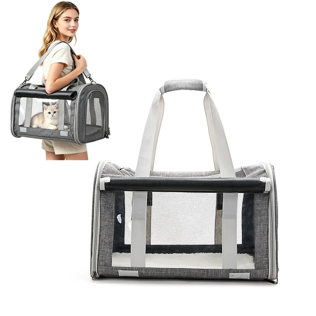 PETCUTE Hundetransportbox für Hunde und Katzen,Faltbar Tragetasche Hund Transportbox Katze mit Inter