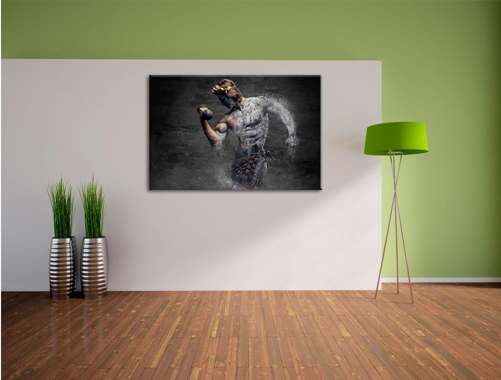 Pixxprint antiker männlicher Sportler B&W Detail, Format: 100x70 auf Leinwand, 100x70