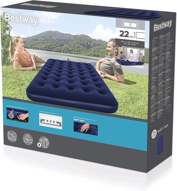 Bestway Luftbett Blue Horizon XT mit externer Elektropumpe Double XL/Lo 191 x 137 x 22 cm & Luftbett