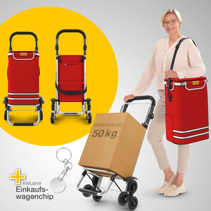 ELONEO Einkaufstrolley Treppensteiger mit Kühlfach, Einkaufsroller klappbar, Shopping Trolley höhenv