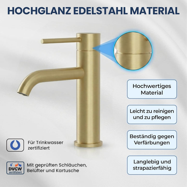 Søvang Wasserhahn Bad – Waschtischarmatur 18,3 cm, Waschbeckenarmatur Messing Matt, Anti-Fingerprint