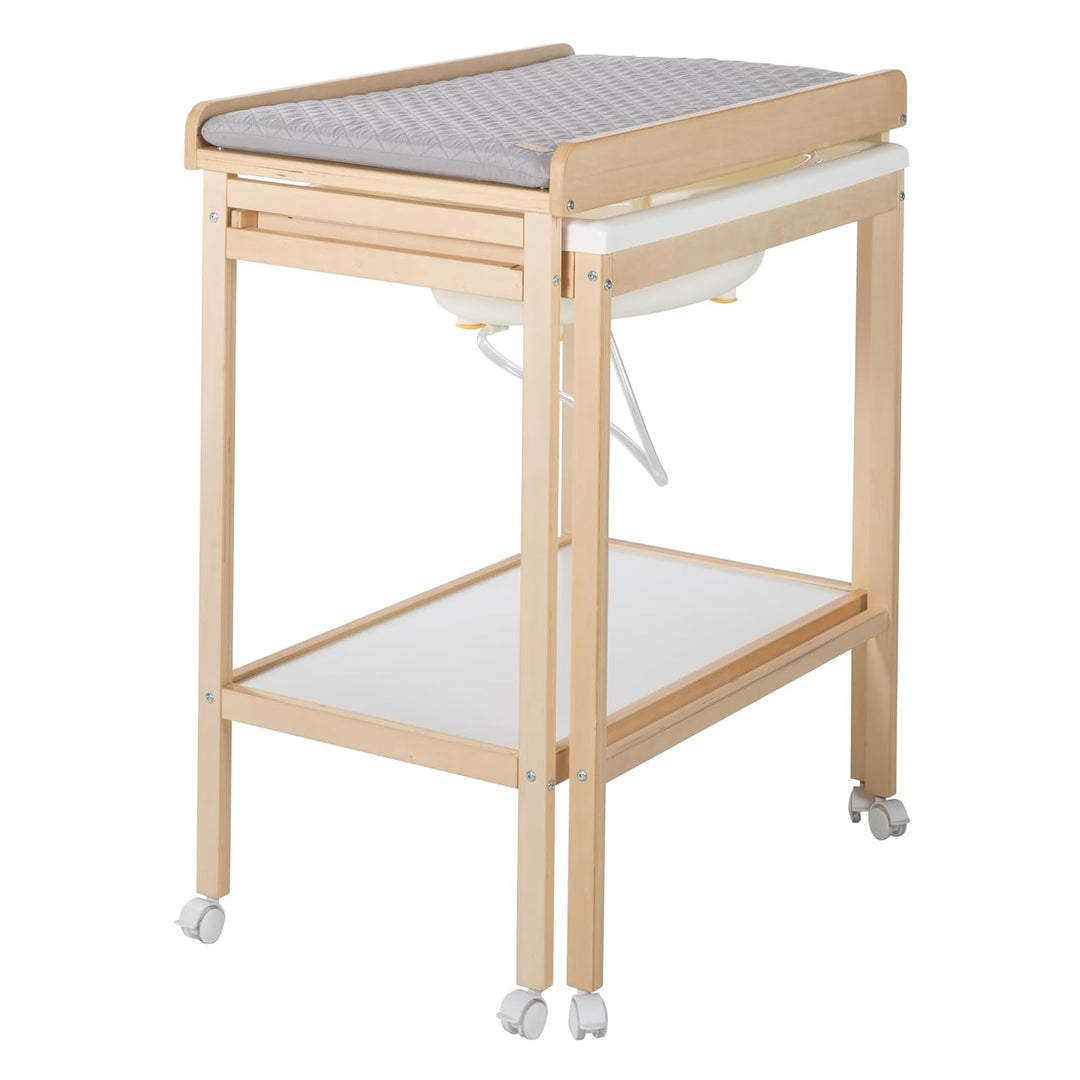 roba Bade Wickel Kombination + Wickelauflage Style grau - Mobiler Wickeltisch mit integrierter Badew