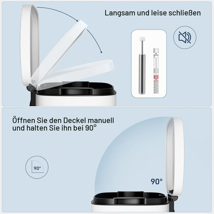 Clevich Mülleimer 30L aus Stahl, Abfalleimer, Tretmülleimer mit Soft-Close Deckel, Fusspeda, abnehmb