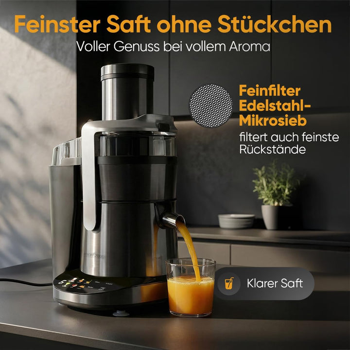 ProfiCook® Entsafter | leicht zu reinigender Slow Juicer | XXL-Einfüllschacht | 1000W Longlife-Motor