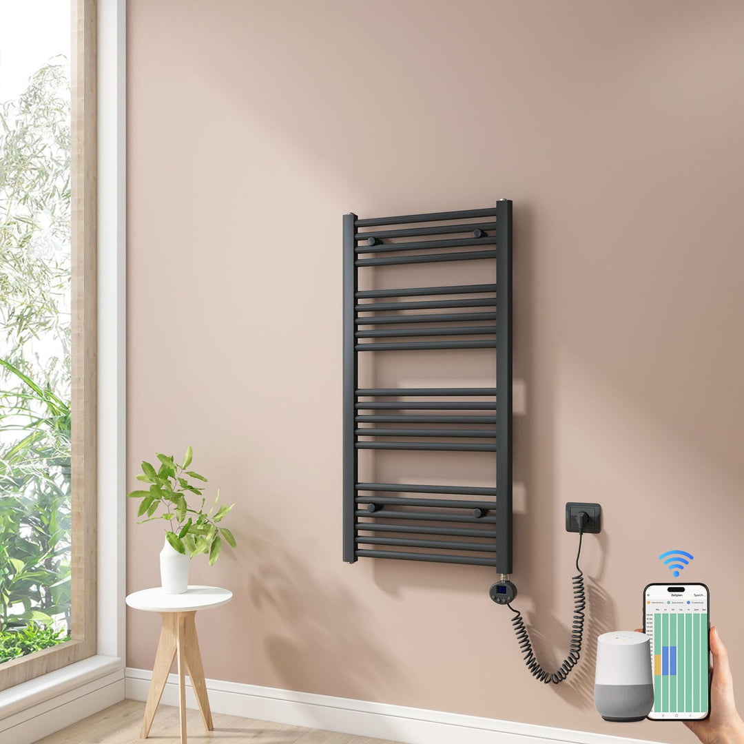 Heilmetz Smart WiFi Badheizkörper Elektrisch 100x50cm Elektrischer Handtuchtrockner mit Thermostat u