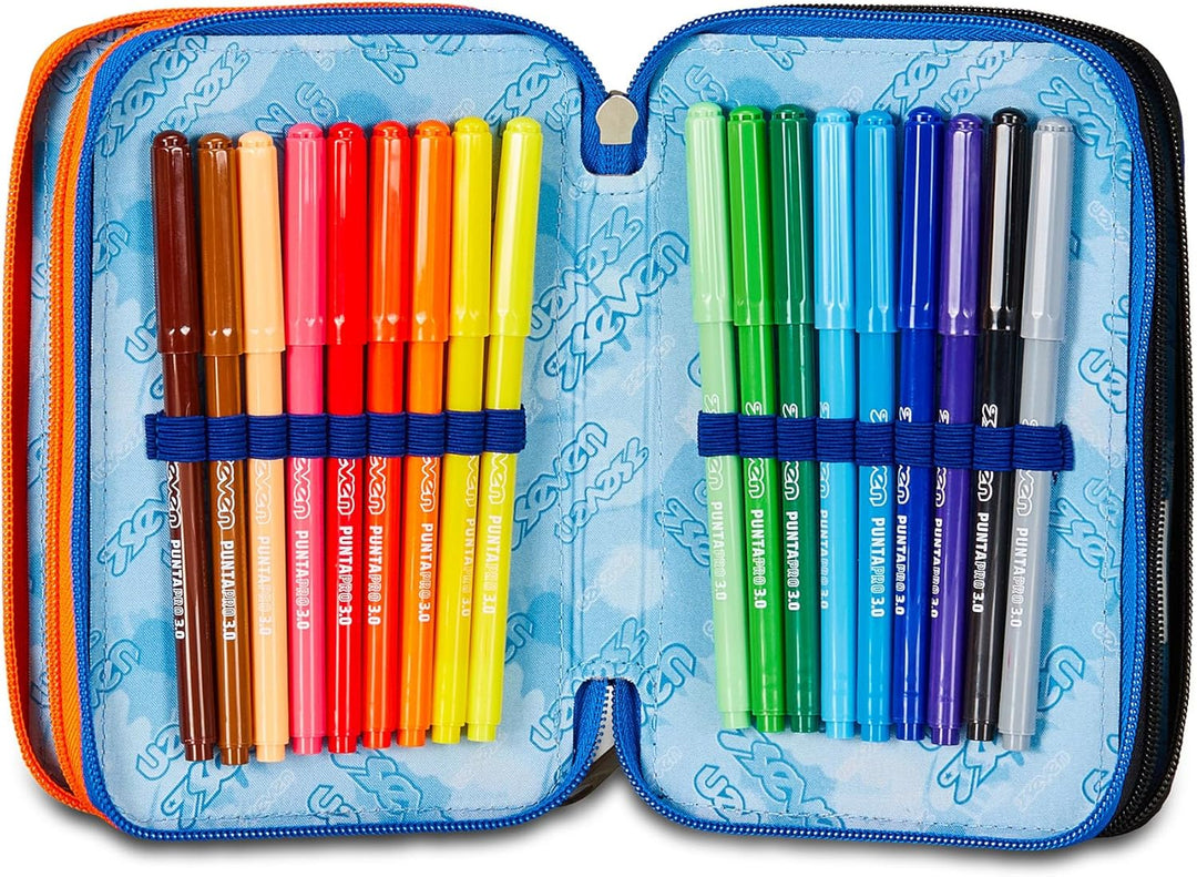 Seven Federmäppchen, Mäppchen, Mehrfarbig, Federtasche für Schreibwaren, Etui mit Stiften, Kugelschr