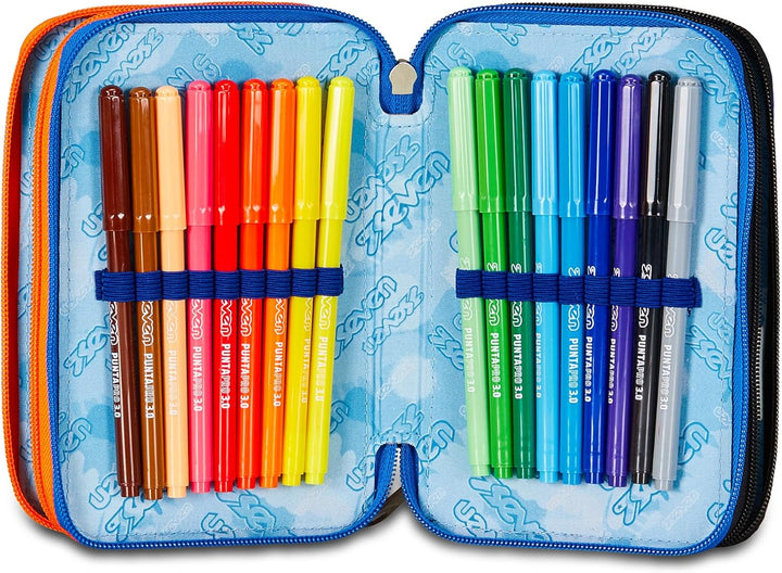 Seven Federmäppchen, Mäppchen, Mehrfarbig, Federtasche für Schreibwaren, Etui mit Stiften, Kugelschr
