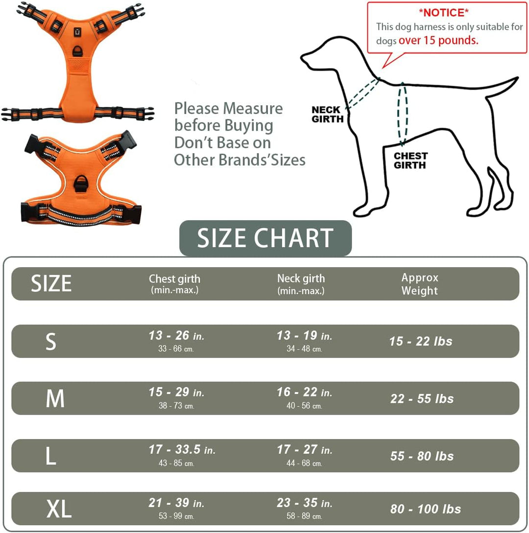 Hundegeschirr No-Pull für Kleine, Grosse und Mittelgrosse Hunde - Weich, Atmungsaktiv, Einstellbar,