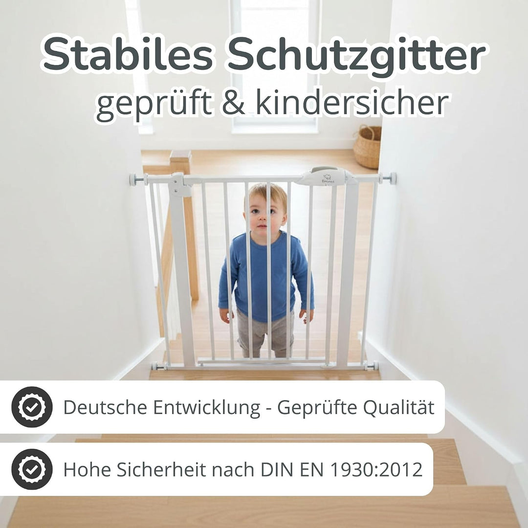 Cleo Treppenschutzgitter ohne Bohren | Kinderschutzgitter Tür &amp; Treppe 131-138 cm | Auto-Close | 3-S