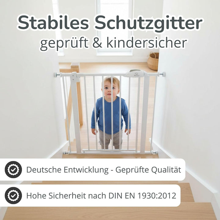 Cleo Treppenschutzgitter ohne Bohren | Kinderschutzgitter Tür &amp; Treppe 131-138 cm | Auto-Close | 3-S