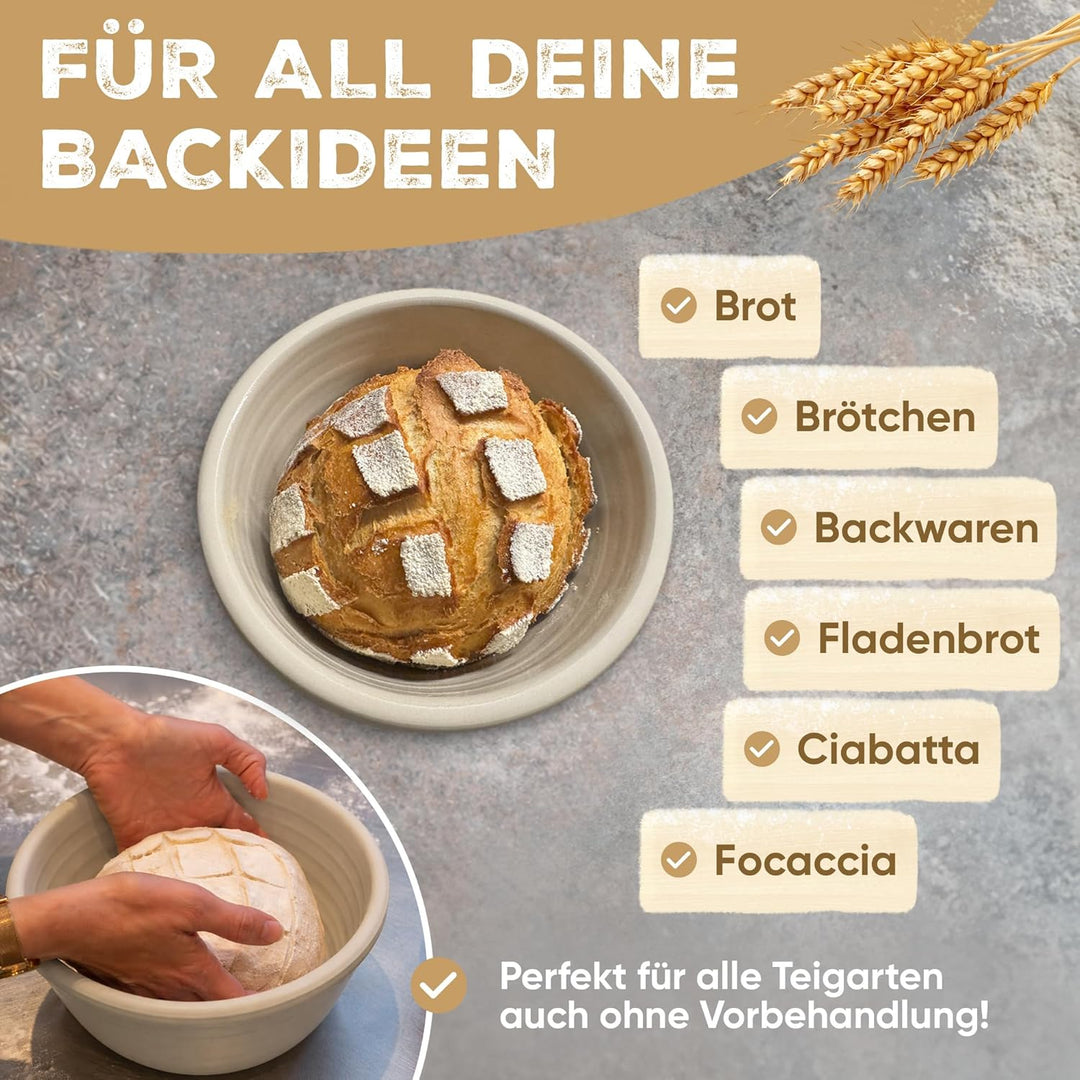 Brotbackform mit Deckel aus Naturton | Brotbacktopf & Brottopf zum Brot backen | Tontopf mit Deckel