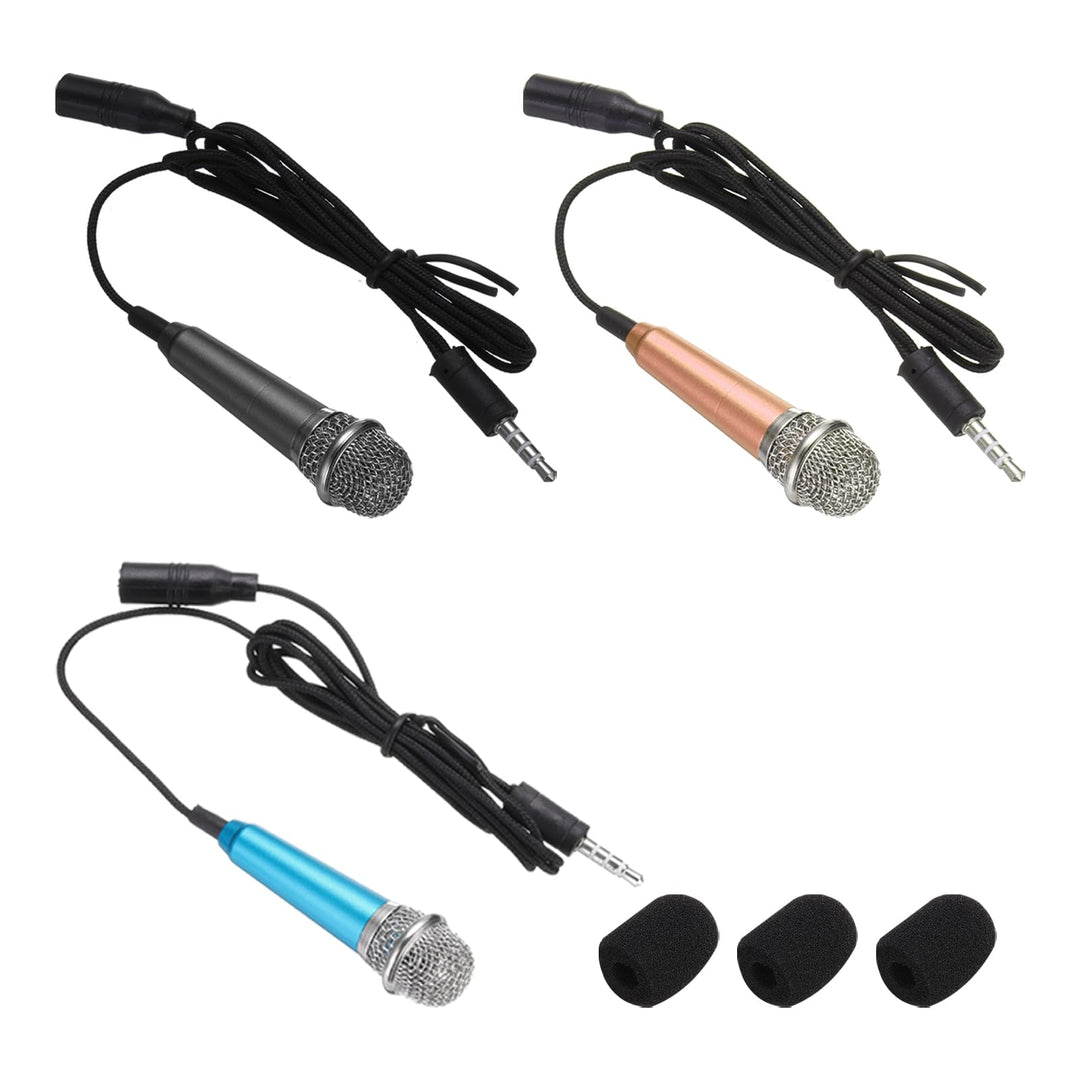 QUARKZMAN 3 Stück Mini Mikrofon Winziges Microphone Telefonmikrofon Kleines Karaoke Mikrofon mit Sch
