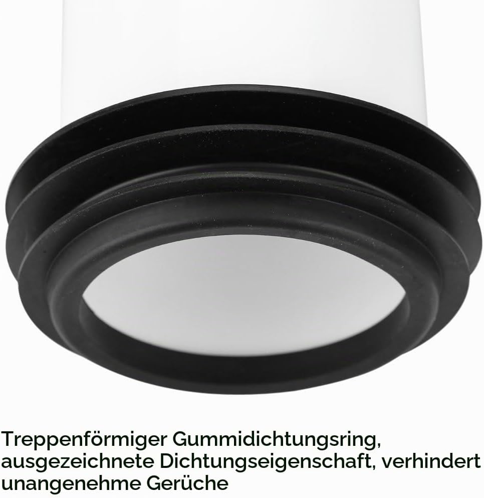 DEWIN WC Anschlussgarnitur, WC Anschlussrohr Kunststoff WC Kanalisation Abflussrohr Einbau Dichtung