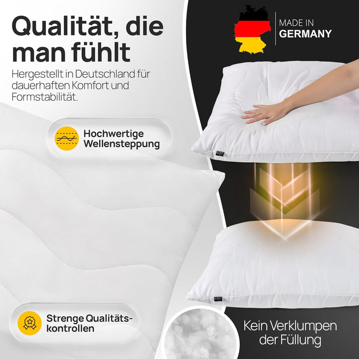 LILENO HOME Kopfkissen 60x80 cm [2er Set] als Kissen-Füllung - Bett oder Deko Kissen mit Reissversch