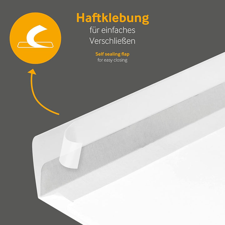 1000 Stück, Briefumschläge, DIN C6/5, Haftklebung mit Abziehstreifen, Gerade Klappe, 80 g/qm Offset,