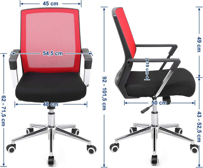 SONGMICS Bürostuhl mit Netzbezug, höhenverstellbarer Chefsessel, Schreibtischstuhl mit Wippfunktion,