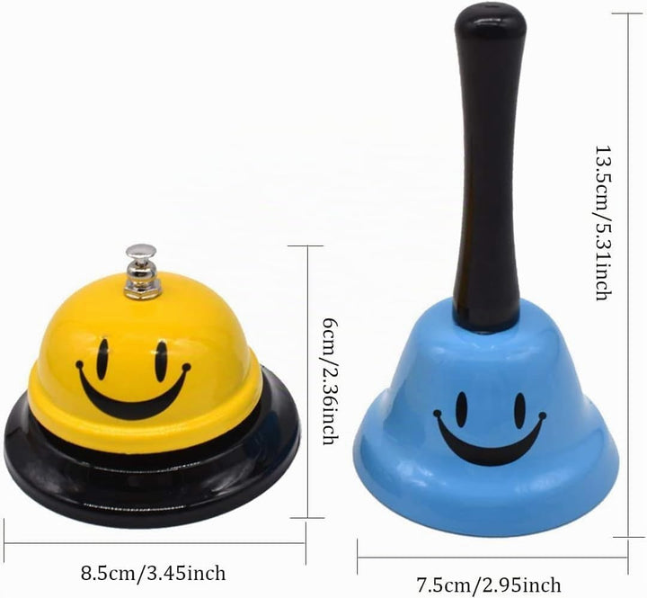 4 Stück Tischglocke Rezeptionsklingel, Metall Tischklingel Lächeln Muster Handglocke Tischglocke für