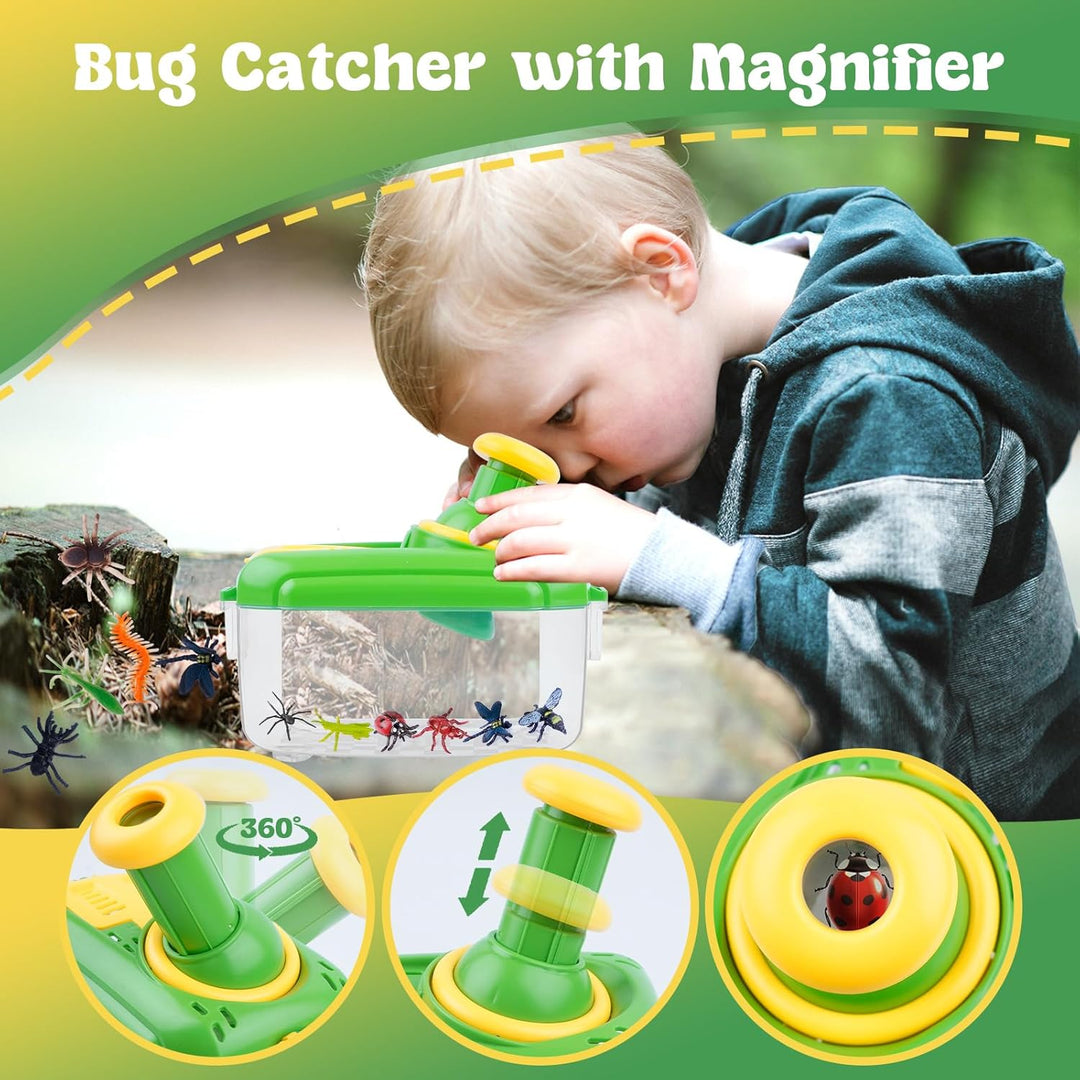 Entdecker Set für kinder ab 4 Forscherset Insekten Beobachtungsbox mit 360° Drehbares Lupenglas Inse
