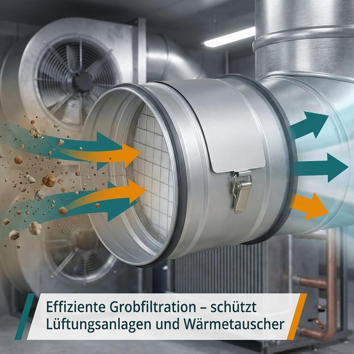 Easy Act Grobstaubfilter rund Ø 150 mm für Zuluft, Rohrfilter aus verzinktem Stahl zur Grobpartikel-