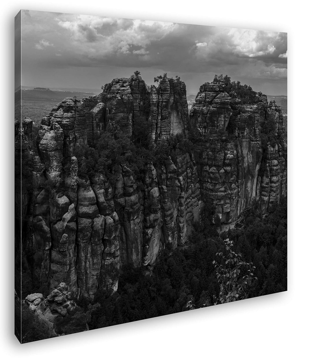 Sandsteinformationen in der Schweiz Format: 60x60 Effekt: Schwarz&Weiss als Leinwandbild, Motiv fert