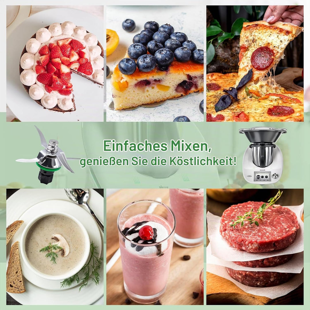 Messer für Vorwerk Thermomix TM5 und TM6, Spalivivre Edelstahl Ersatzmesser mit Dichtring, Mixmesser