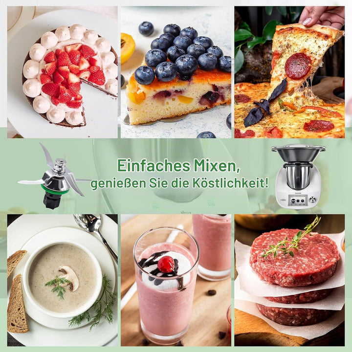 Messer für Vorwerk Thermomix TM5 und TM6, Spalivivre Edelstahl Ersatzmesser mit Dichtring, Mixmesser