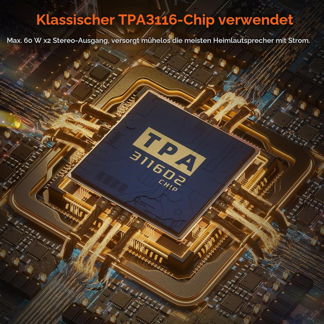 Nobsound 2-Kanal Mini Stereo Verstärker: 60Wx2 HiFi Klasse D Amplifier mit TPA3116 und 19V Netzteil