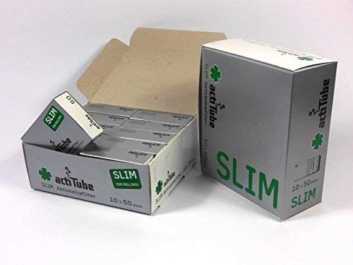 1000 ActiTube SLIM Aktivkohlefilter 20 x 50er Box Display 7mm Eindrehfilter in Acti Tube Tune Filter