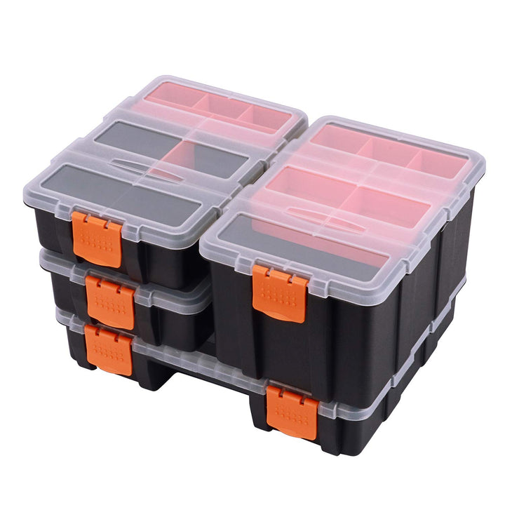CASOMAN Hardware & Parts Organizers, 4 Piece Set Toolbox, Compartment Small Parts Organizer, Versati