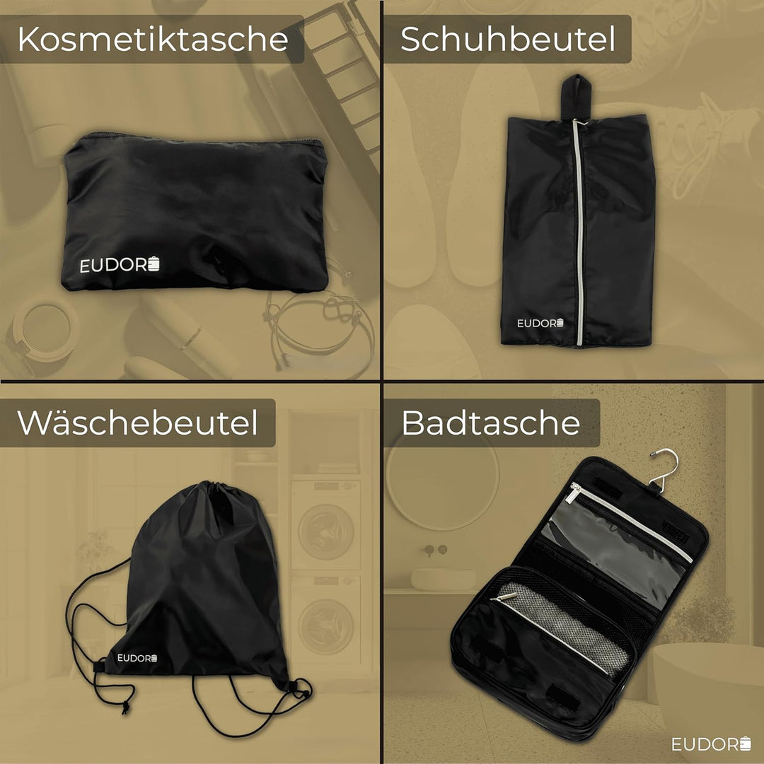 Kompressions Kofferorganizer Set, 8-teilig, platzsparende Packing Cubes mit Sichtfenster, wasserabwe