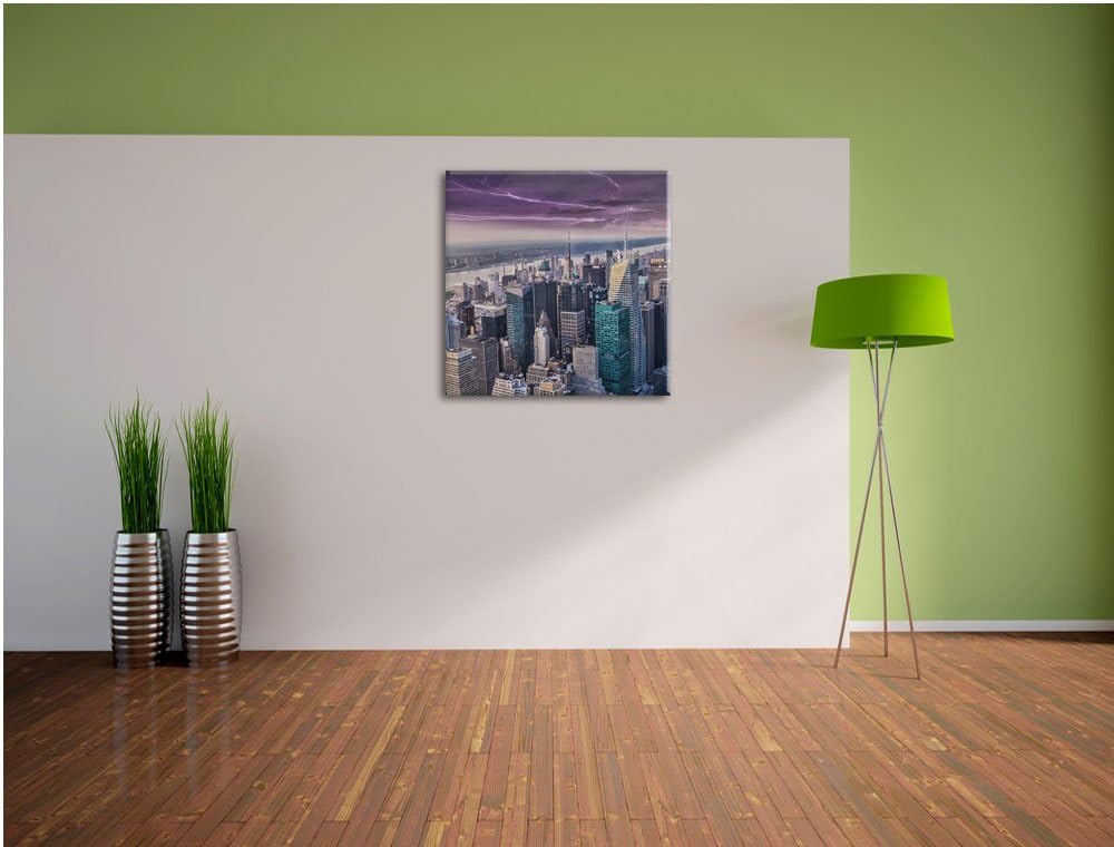 Skyline New York, Format: 70x70 auf Leinwand, XXL riesige Bilder fertig gerahmt mit Keilrahmen, Kuns