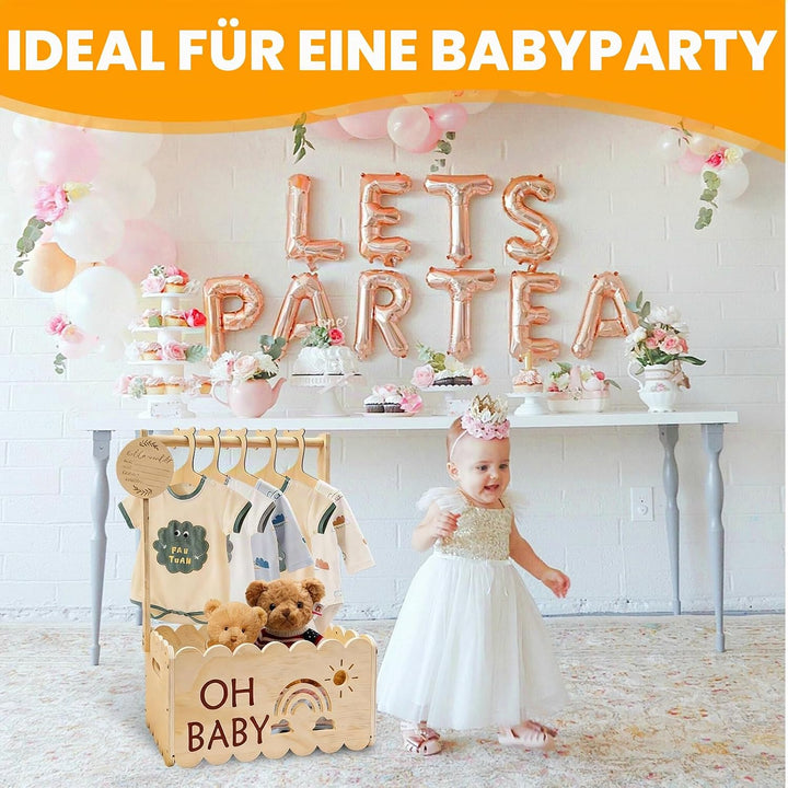 Holz Babyparty Geschenk mit Griff, Baby Aufbewahrungskorb, Holz Baby Geschenk Korb, Babykorb Neugebo