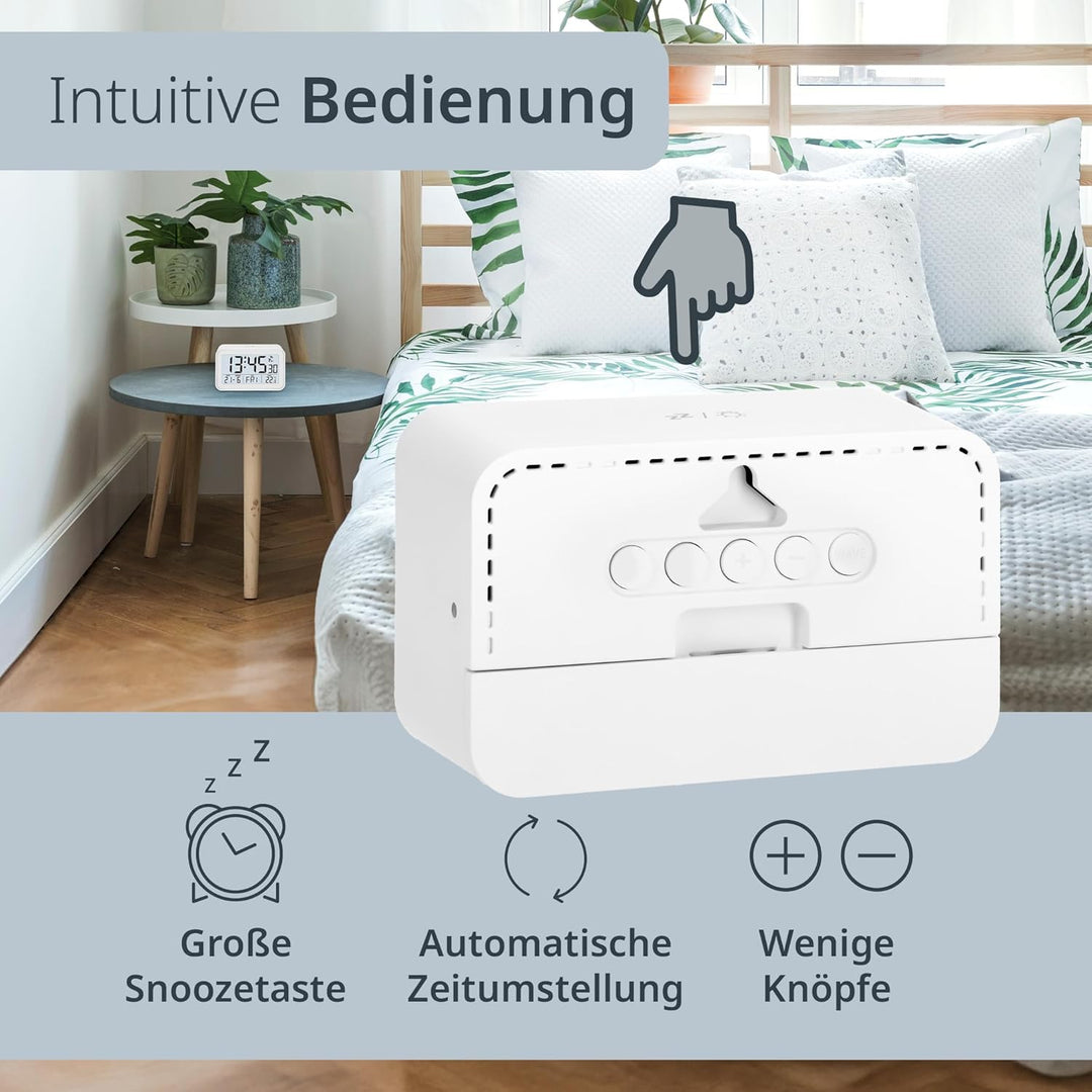ADE Digitaler Funkwecker mit Licht | Temperaturanzeige und Kalender | kompakter Reisewecker | hübsch