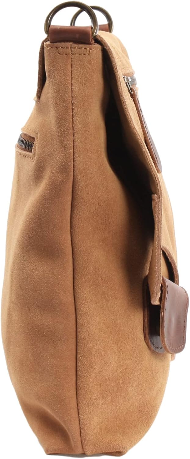 LECONI Umhängetasche für Damen Crossbag Veloursleder Echtleder Natur Damentasche Schultertasche Lede