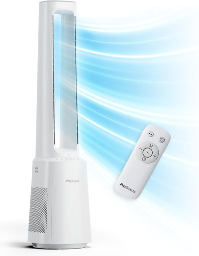 Pro Breeze 105cm rotorloser Ventilator mit Luftreiniger, Turmventilator sehr leise mit Fernbedienung