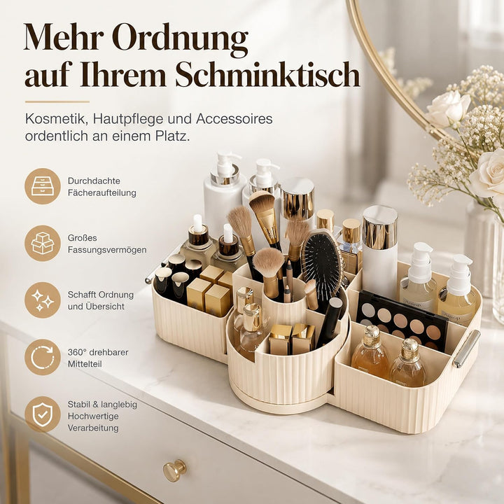 Kosmetik Organizer 360° Drehbar, Acryl, Creme | Make Up Aufbewahrung, Pinselhalter &amp; Schminktisch Or