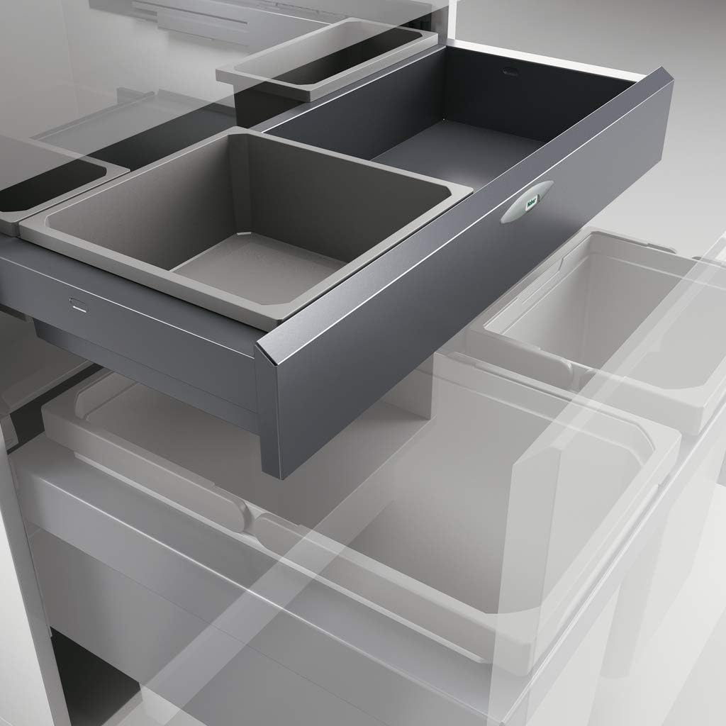 NABER Cox Base-Board 600 Abfallsammler / silber / 1x 2,7 + 1x1,2L